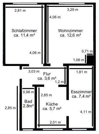 Etagenwohnung Hamburg Eidelstedt - 2 Zimmer, 44 m&sup2;, 239.999&euro; | Angebot:26017382