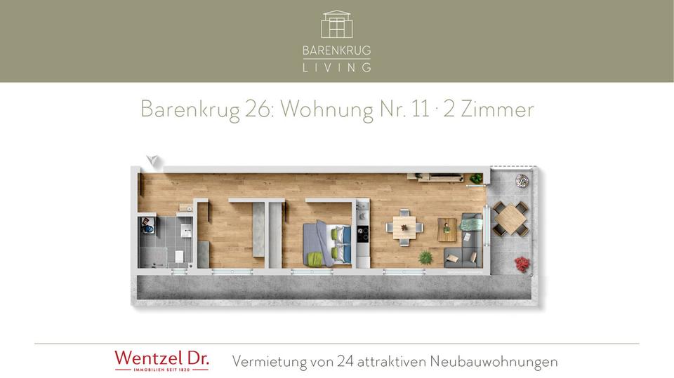 Dachgeschoßwohnung Hamburg Wandsbek - 2 Zimmer, 61 m&sup2;, 1.213&euro; | Angebot:26005682