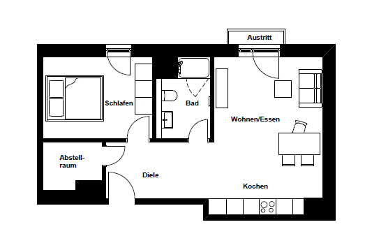 Etagenwohnung Hamburg Hamburg-Mitte - 2 Zimmer, 52 m&sup2;, 1.290&euro; | Angebot:25900443