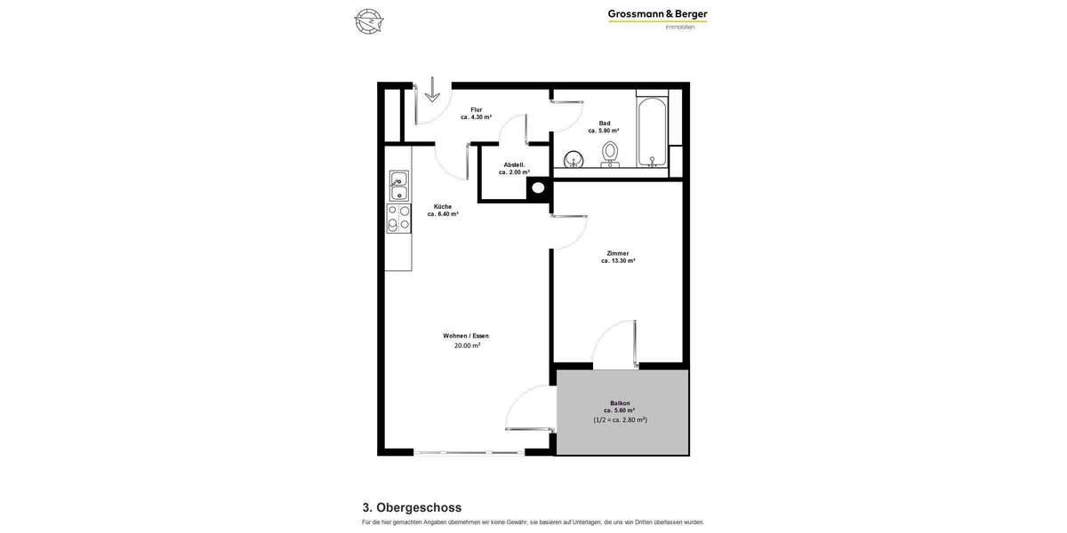 Etagenwohnung Hamburg Stellingen - 2 Zimmer, 54 m&sup2;, 415.000&euro; | Angebot:25662609
