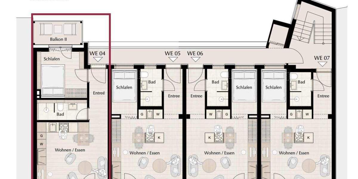 Etagenwohnung Hamburg Harvestehude - 2 Zimmer, 39 m&sup2;, 565.000&euro; | Angebot:25846203