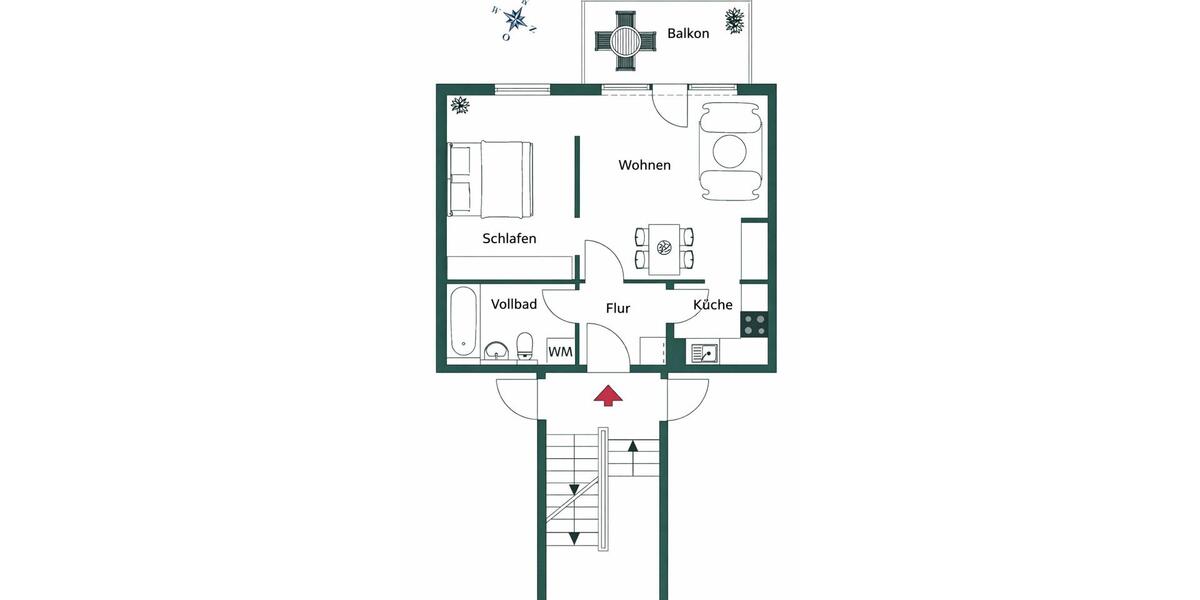 Etagenwohnung Hamburg Groß Borstel - 2 Zimmer, 54 m&sup2;, 297.000&euro; | Angebot:26021891