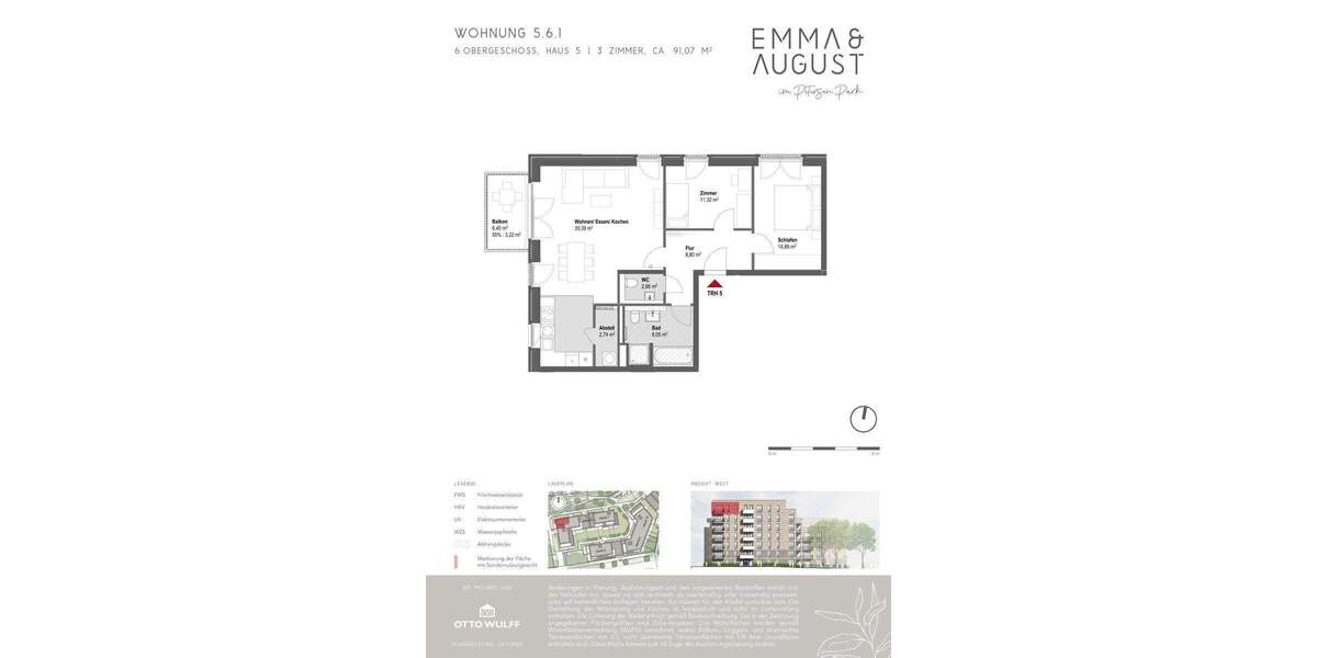 Etagenwohnung Hamburg / Groß Borstel Groß Borstel - 3 Zimmer, 91 m&sup2;, 789.000&euro; | Angebot:25662617