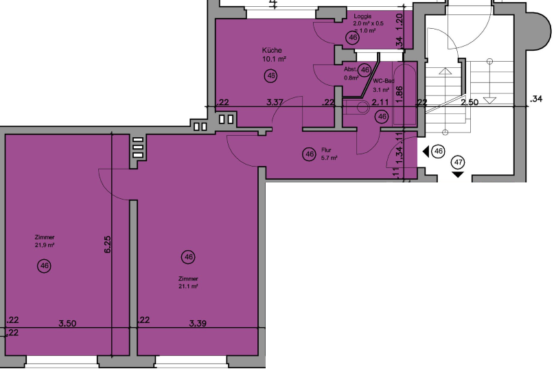 Etagenwohnung Hamburg Barmbek-Süd - 2 Zimmer, 66 m&sup2;, 295.000&euro; | Angebot:25699744