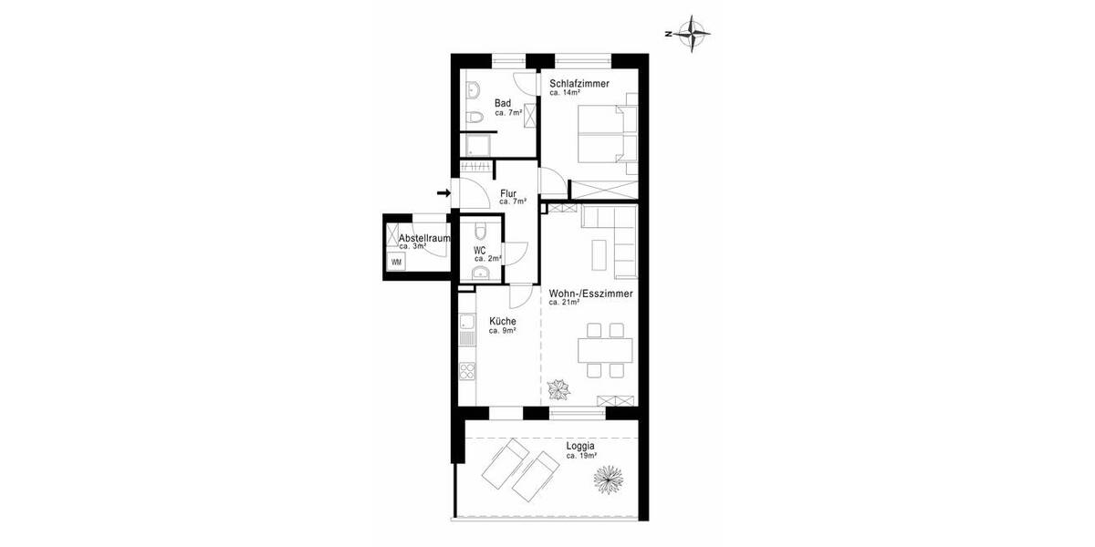Etagenwohnung Halstenbek - 2 Zimmer, 64 m&sup2;, 395.000&euro; | Angebot:25927159