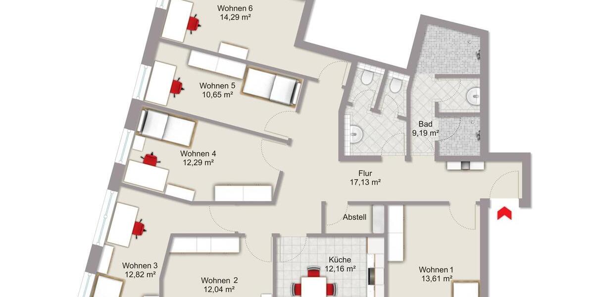 Etagenwohnung Hamburg Harburg - 1 Zimmer, 12 m&sup2;, 550&euro; | Angebot:25974858