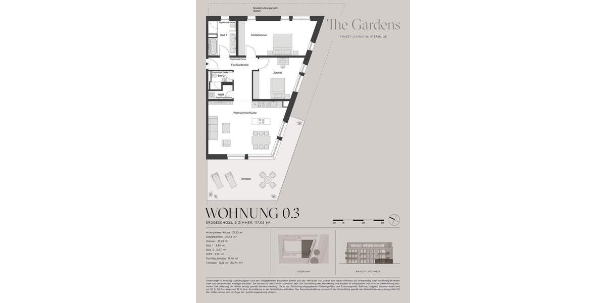 Etagenwohnung Hamburg Winterhude - 3 Zimmer, 117 m&sup2;, 1.495.000&euro; | Angebot:25862236