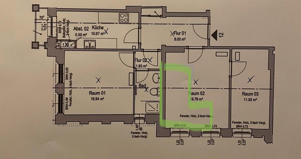 Etagenwohnung Hamburg Hohenfelde - 3 Zimmer, 76 m&sup2;, 650.000&euro; | Angebot:27259425