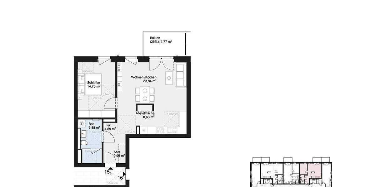 Etagenwohnung Norderstedt Harksheide - 2 Zimmer, 415.900&euro; | Angebot:25986376