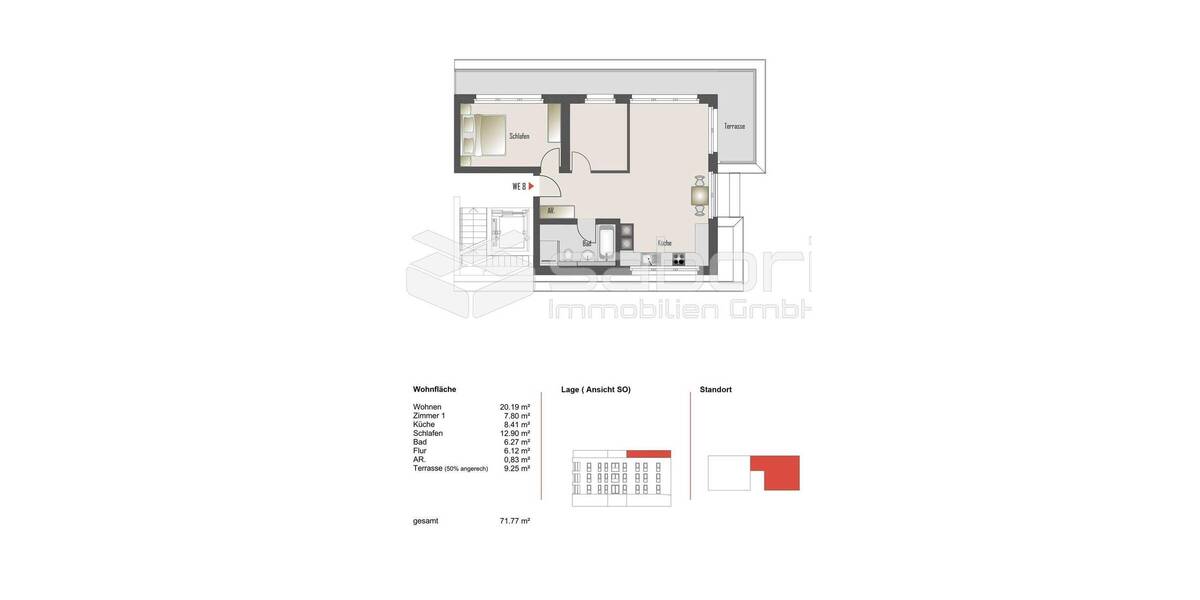 Terrassenwohnung Hamburg Rahlstedt - 2 Zimmer, 71 m&sup2;, 402.220&euro; | Angebot:25999498