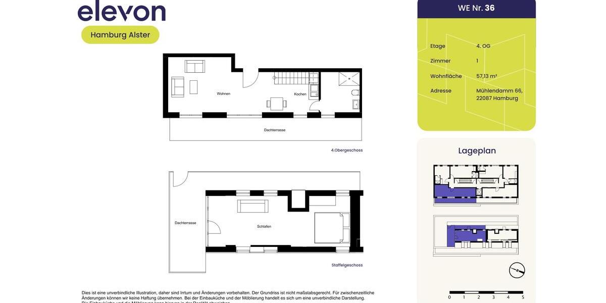 Etagenwohnung Hamburg Hohenfelde - 1 Zimmer, 57 m&sup2;, 1.379&euro; | Angebot:25369236