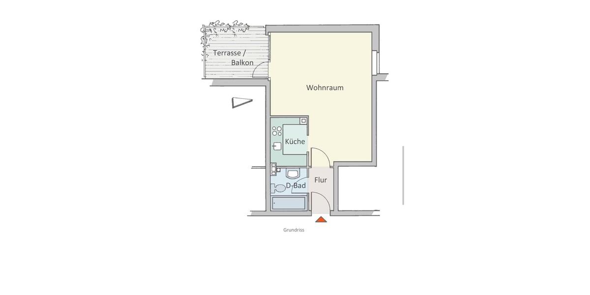 Erdgeschoßwohnung Hamburg Winterhude - 1 Zimmer, 37 m&sup2;, 1.100&euro; | Angebot:25929573