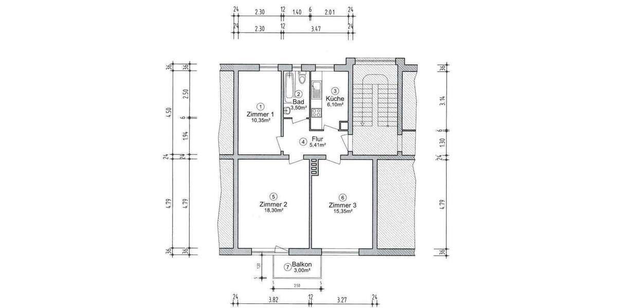 Etagenwohnung Hamburg Wilhelmsburg - 3 Zimmer, 60 m&sup2;, 270.000&euro; | Angebot:25699384