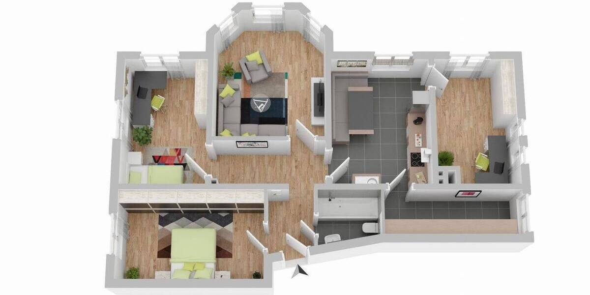 Etagenwohnung Hamburg Eißendorf - 4 Zimmer, 95 m&sup2;, 1.190&euro; | Angebot:26820658