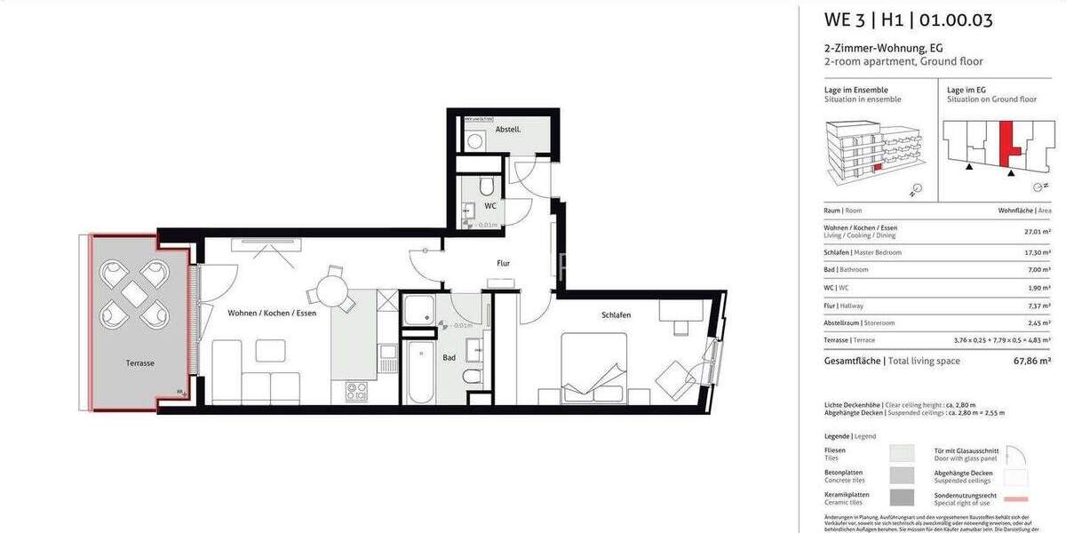 Etagenwohnung Hamburg Ottensen - 2 Zimmer, 67 m&sup2;, 671.000&euro; | Angebot:25837421