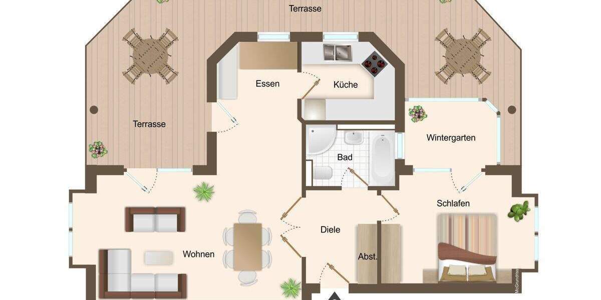 Etagenwohnung Hamburg Hummelsbüttel - 2 Zimmer, 65 m&sup2;, 395.000&euro; | Angebot:25938504