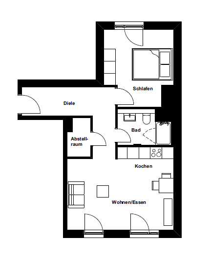 Etagenwohnung Hamburg Hamburg-Mitte - 2 Zimmer, 53 m&sup2;, 1.480&euro; | Angebot:24427414