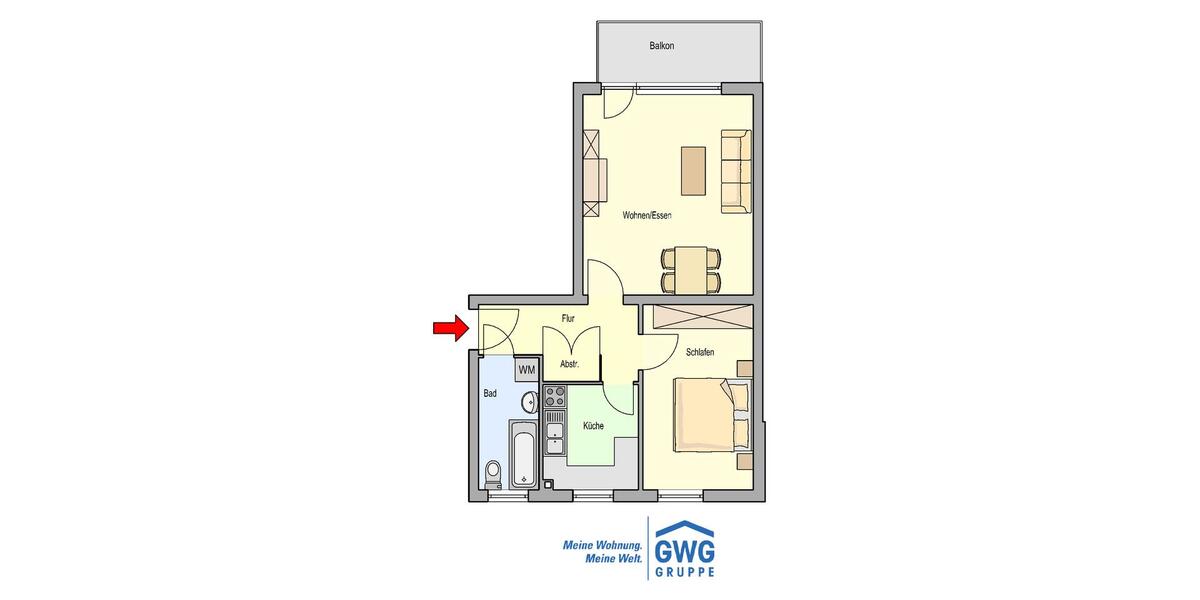Etagenwohnung Quickborn - 2 Zimmer, 53 m&sup2;, 590&euro; | Angebot:25804826