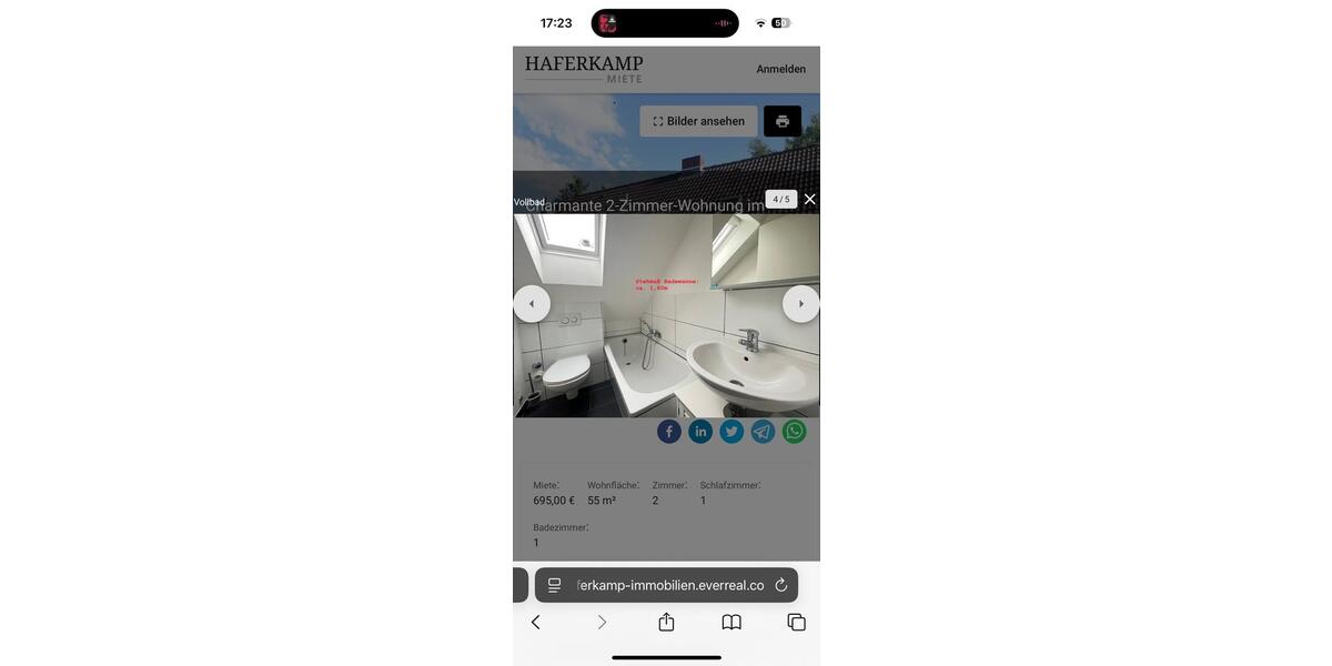 Dachgeschoßwohnung Hamburg Wandsbek - 2 Zimmer, 55 m&sup2;, 955&euro; | Angebot:26003827