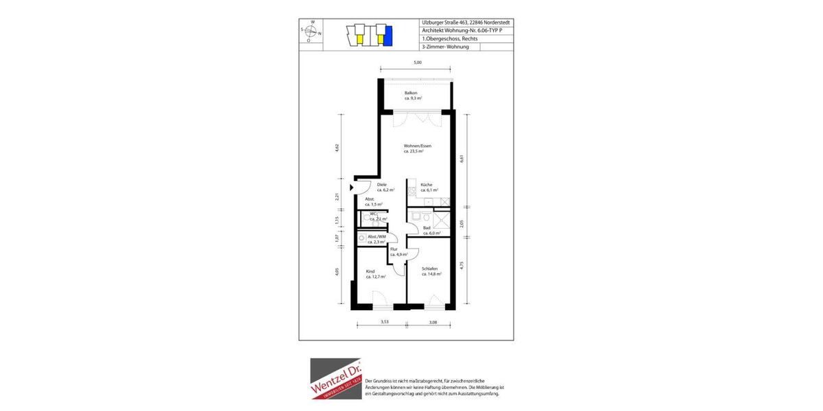Etagenwohnung Norderstedt - 3 Zimmer, 82 m&sup2;, 1.242&euro; | Angebot:25477197