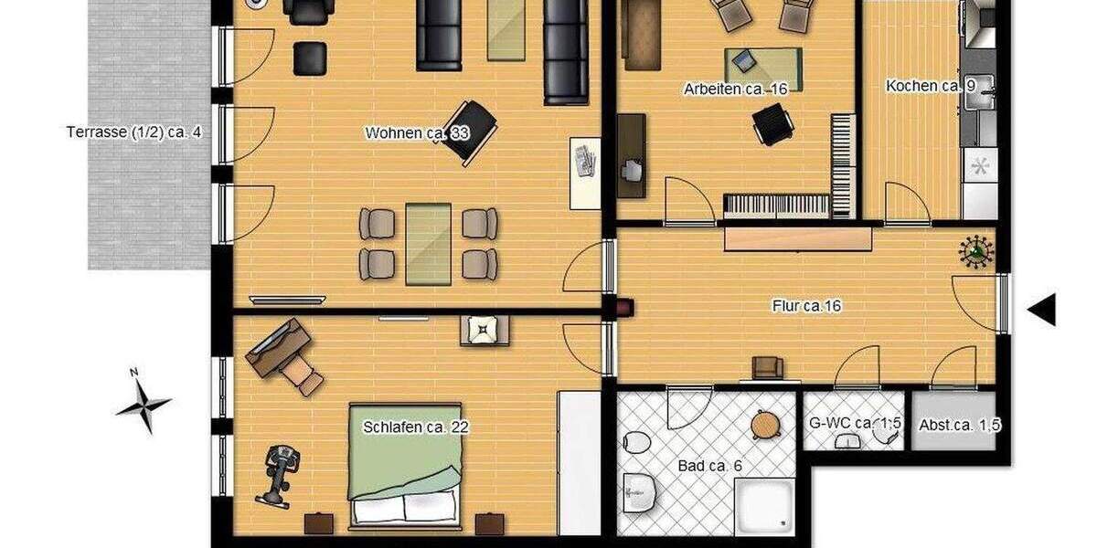 Etagenwohnung Hamburg Wellingsbüttel - 3 Zimmer, 108 m&sup2;, 495.000&euro; | Angebot:25663315