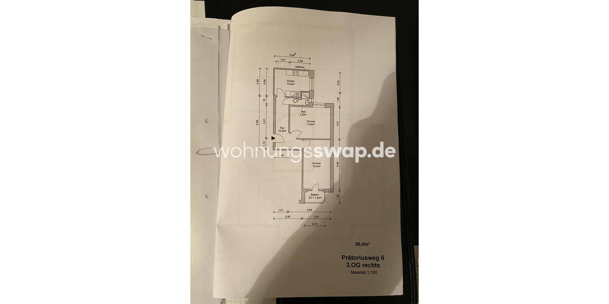 Etagenwohnung Hamburg Eimsbüttel - 2 Zimmer, 56 m&sup2;, 800&euro; | Angebot:25959493