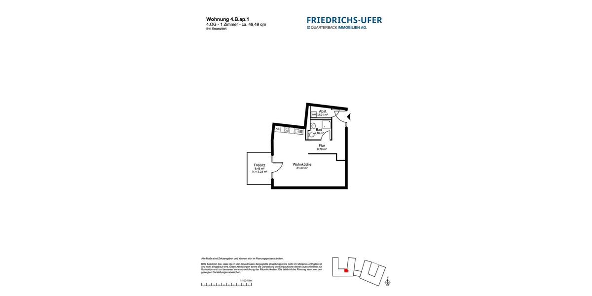 Etagenwohnung Pinneberg - 1 Zimmer, 49 m&sup2;, 810&euro; | Angebot:25646234