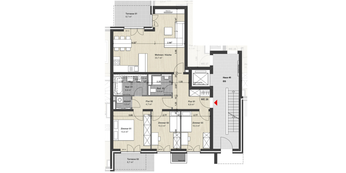 Terrassenwohnung Hamburg Ottensen - 4 Zimmer, 101 m&sup2;, 850.000&euro; | Angebot:25920270