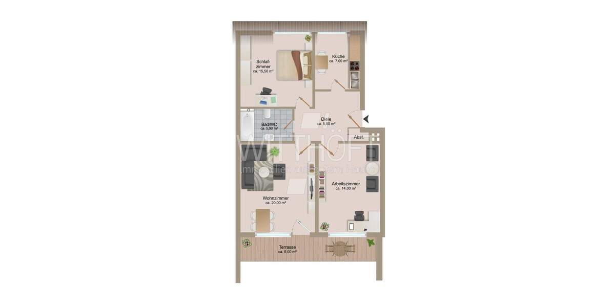 Etagenwohnung Hamburg-Sasel Sasel - 3 Zimmer, 76 m&sup2;, 339.000&euro; | Angebot:25770089