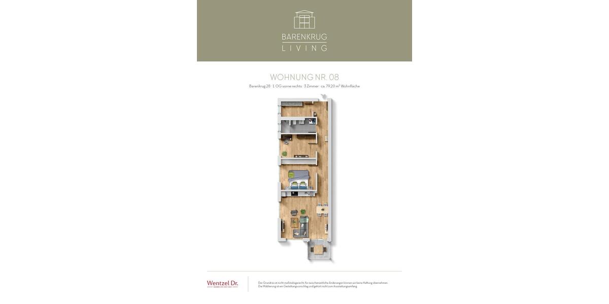 Etagenwohnung Hamburg Wandsbek - 3 Zimmer, 79 m&sup2;, 1.506&euro; | Angebot:26005679