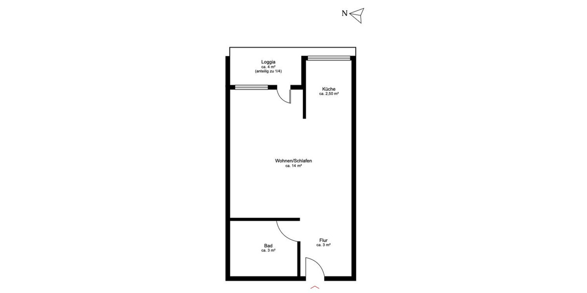 Etagenwohnung Hamburg Niendorf - 1 Zimmer, 24 m&sup2;, 850&euro; | Angebot:25976640