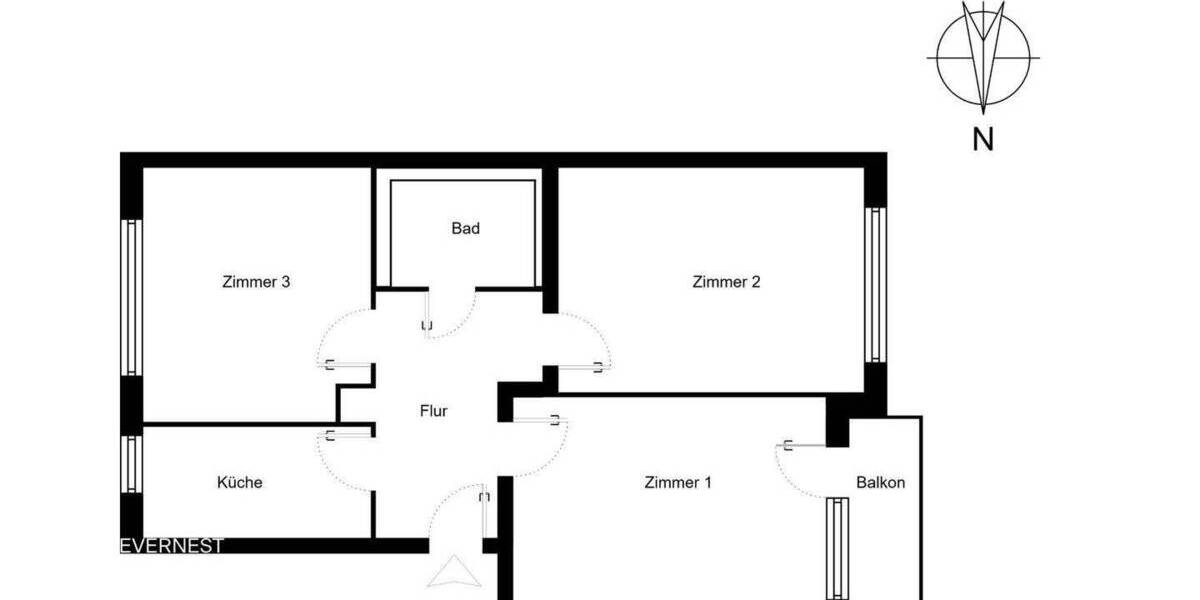 Etagenwohnung Hamburg Hamm - 3 Zimmer, 69 m&sup2;, 449.000&euro; | Angebot:25686470