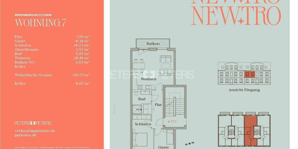 Etagenwohnung Hamburg St. Pauli - 2 Zimmer, 69 m&sup2;, 699.000&euro; | Angebot:25701280