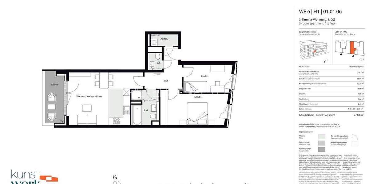 Etagenwohnung Hamburg Ottensen - 3 Zimmer, 77 m&sup2;, 749.000&euro; | Angebot:25745619