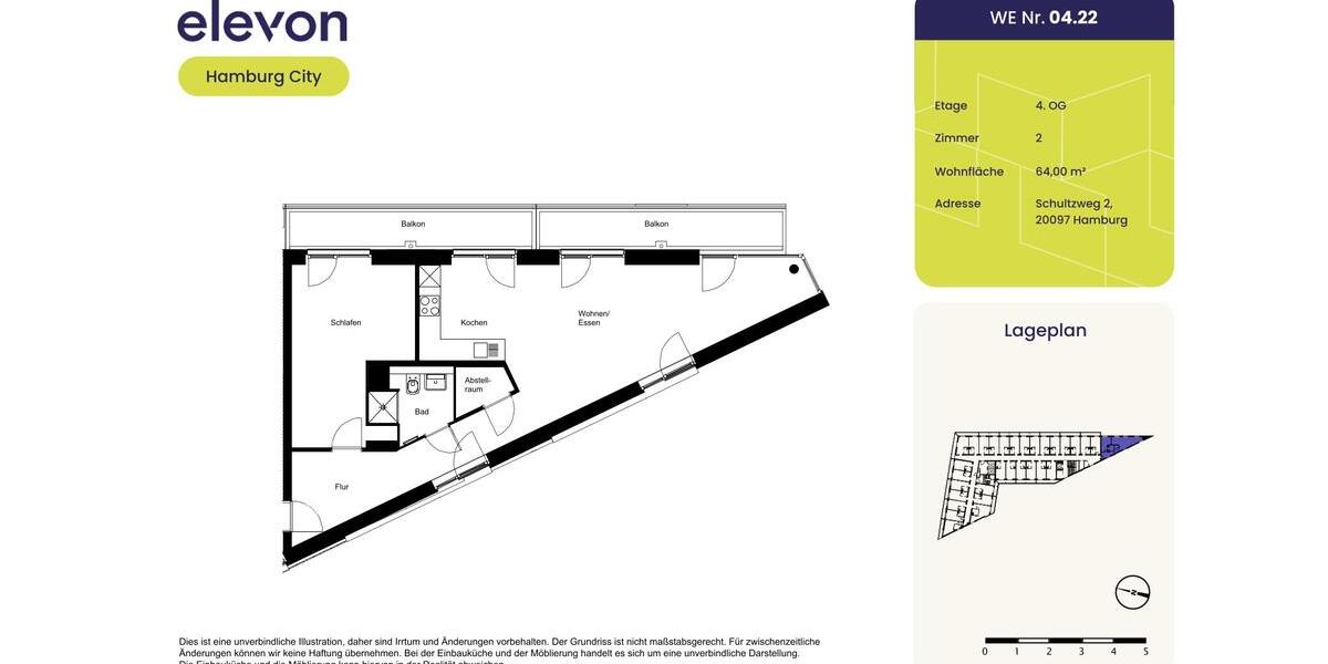 Etagenwohnung Hamburg Hamburg-Mitte - 2 Zimmer, 64 m&sup2;, 1.370&euro; | Angebot:25903399