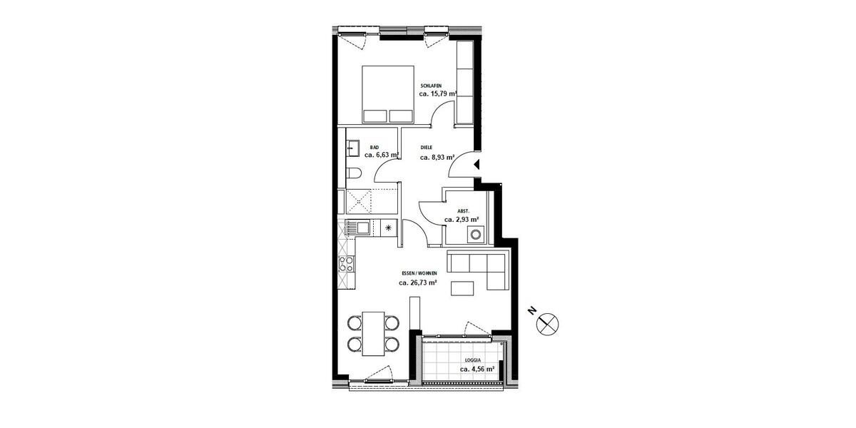 Etagenwohnung Norderstedt Garstedt - 2 Zimmer, 62 m&sup2;, 497&euro; | Angebot:25649827