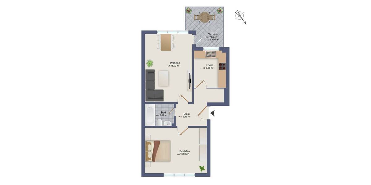 Etagenwohnung Hamburg / Billstedt Billstedt - 2 Zimmer, 52 m&sup2;, 210.000&euro; | Angebot:25729961