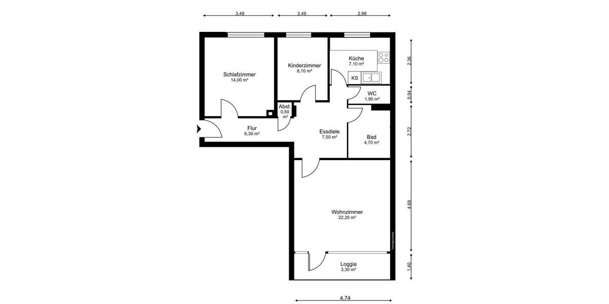 Etagenwohnung Pinneberg - 2.5 Zimmer, 76 m&sup2;, 250.000&euro; | Angebot:26975873
