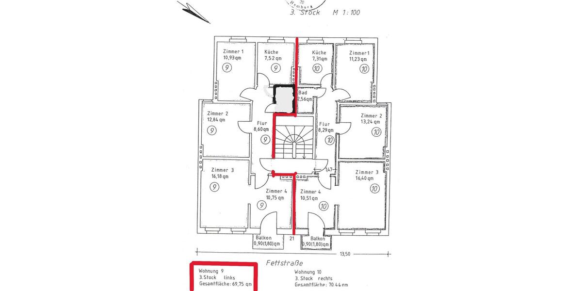 Etagenwohnung Hamburg Sternschanze - 4 Zimmer, 70 m&sup2;, 639.000&euro; | Angebot:25750277