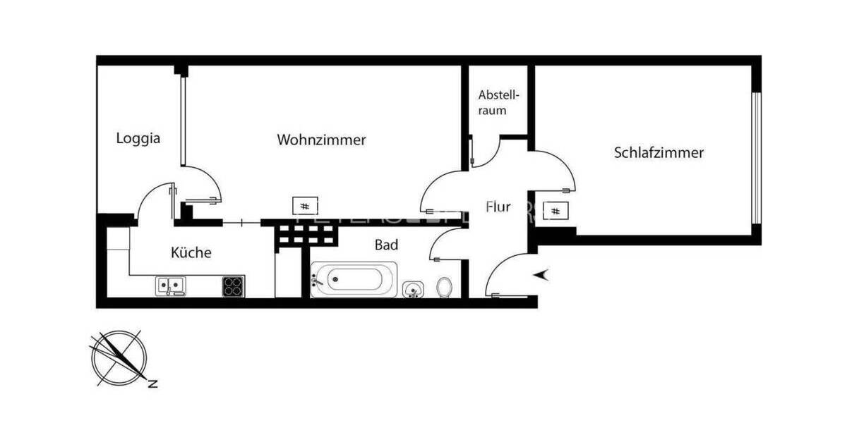 Etagenwohnung Hamburg Eilbek - 2 Zimmer, 53 m&sup2;, 375.000&euro; | Angebot:25701300