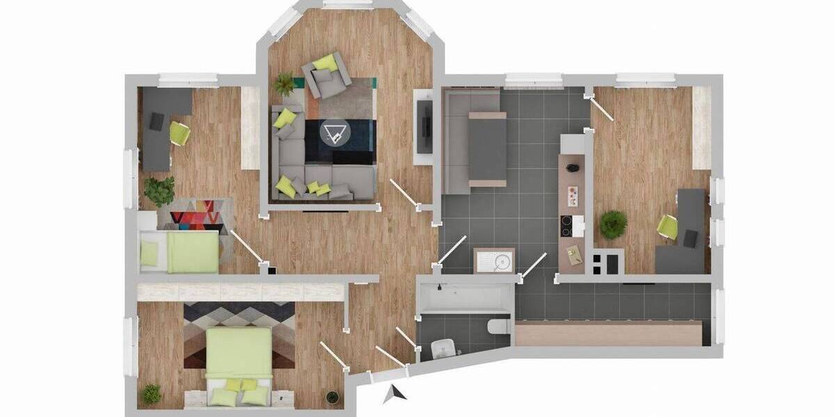 Etagenwohnung Hamburg Eißendorf - 4 Zimmer, 95 m&sup2;, 1.190&euro; | Angebot:26820658