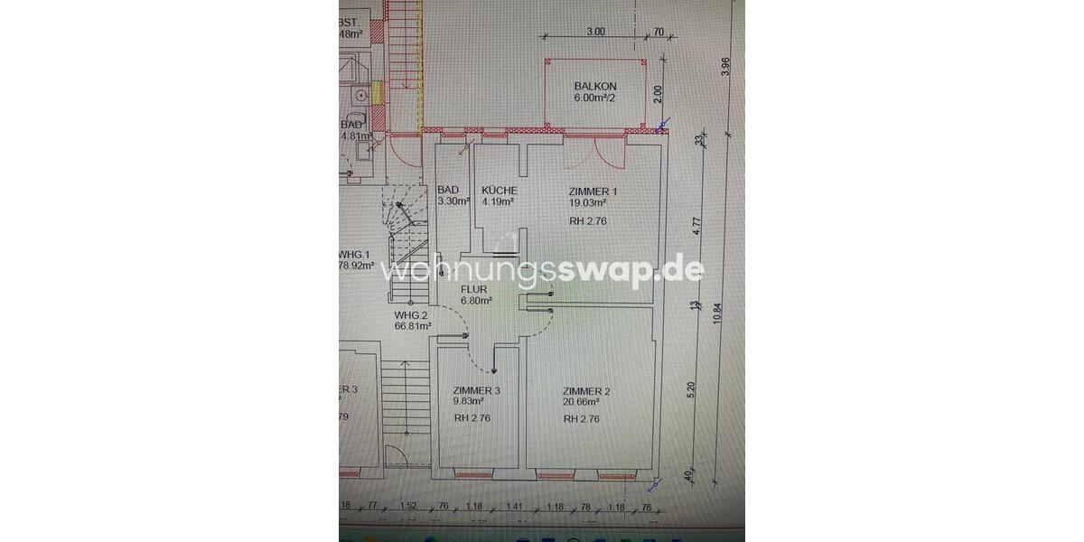 Etagenwohnung Hamburg Barmbek-Süd - 3 Zimmer, 65 m&sup2;, 1.100&euro; | Angebot:25856226