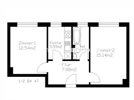 Etagenwohnung Hamburg Barmbek-Süd - 2 Zimmer, 44 m&sup2;, 369&euro; | Angebot:24866037