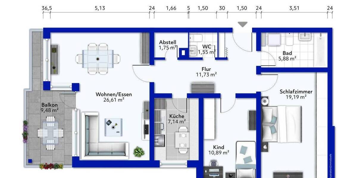 Etagenwohnung Reinbek - 3 Zimmer, 92 m&sup2;, 319.000&euro; | Angebot:25987371