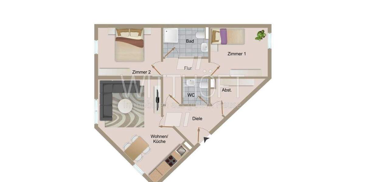 Etagenwohnung Hamburg / Sasel Poppenbüttel - 3 Zimmer, 82 m&sup2;, 1.170&euro; | Angebot:25674914