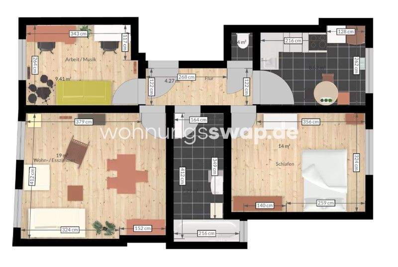 Etagenwohnung Hamburg St. Pauli - 3 Zimmer, 63 m&sup2;, 670&euro; | Angebot:25952999