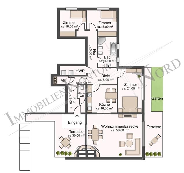 Erdgeschoßwohnung Lütjensee - 4 Zimmer, 170 m&sup2;, 2.150&euro; | Angebot:25870783