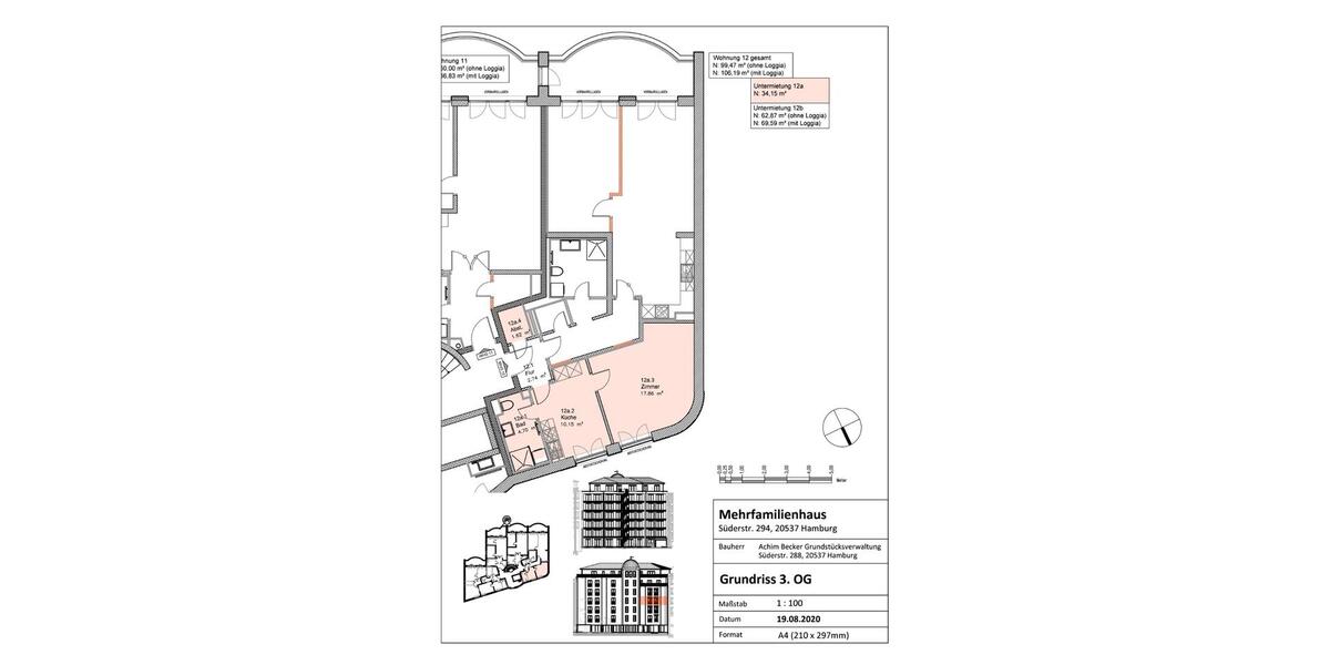 Etagenwohnung Hamburg Borgfelde - 1 Zimmer, 34 m&sup2;, 950&euro; | Angebot:25308855