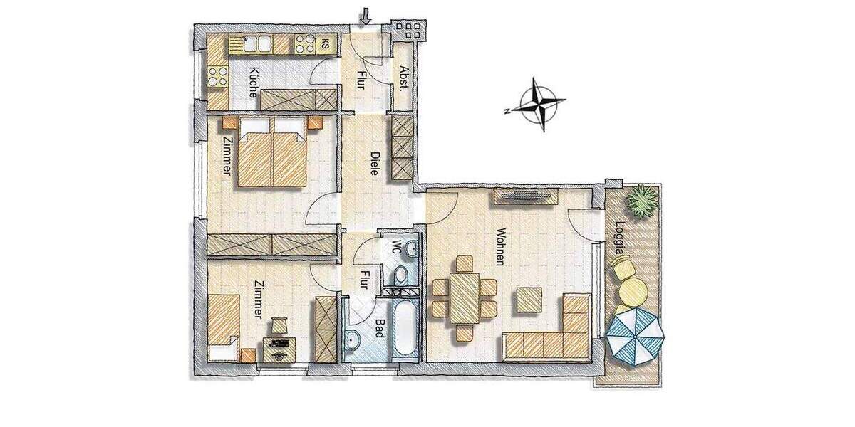 Etagenwohnung Hamburg Stellingen - 3 Zimmer, 75 m&sup2;, 359.000&euro; | Angebot:25738728