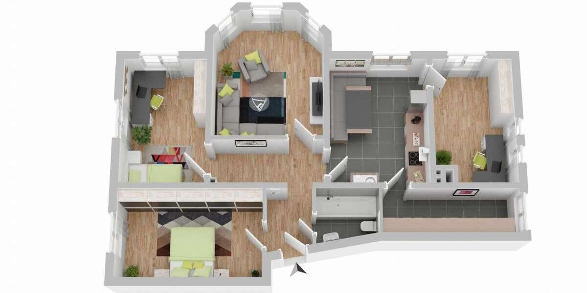 Etagenwohnung Hamburg Eißendorf - 4 Zimmer, 96 m&sup2;, 1.190&euro; | Angebot:26767071
